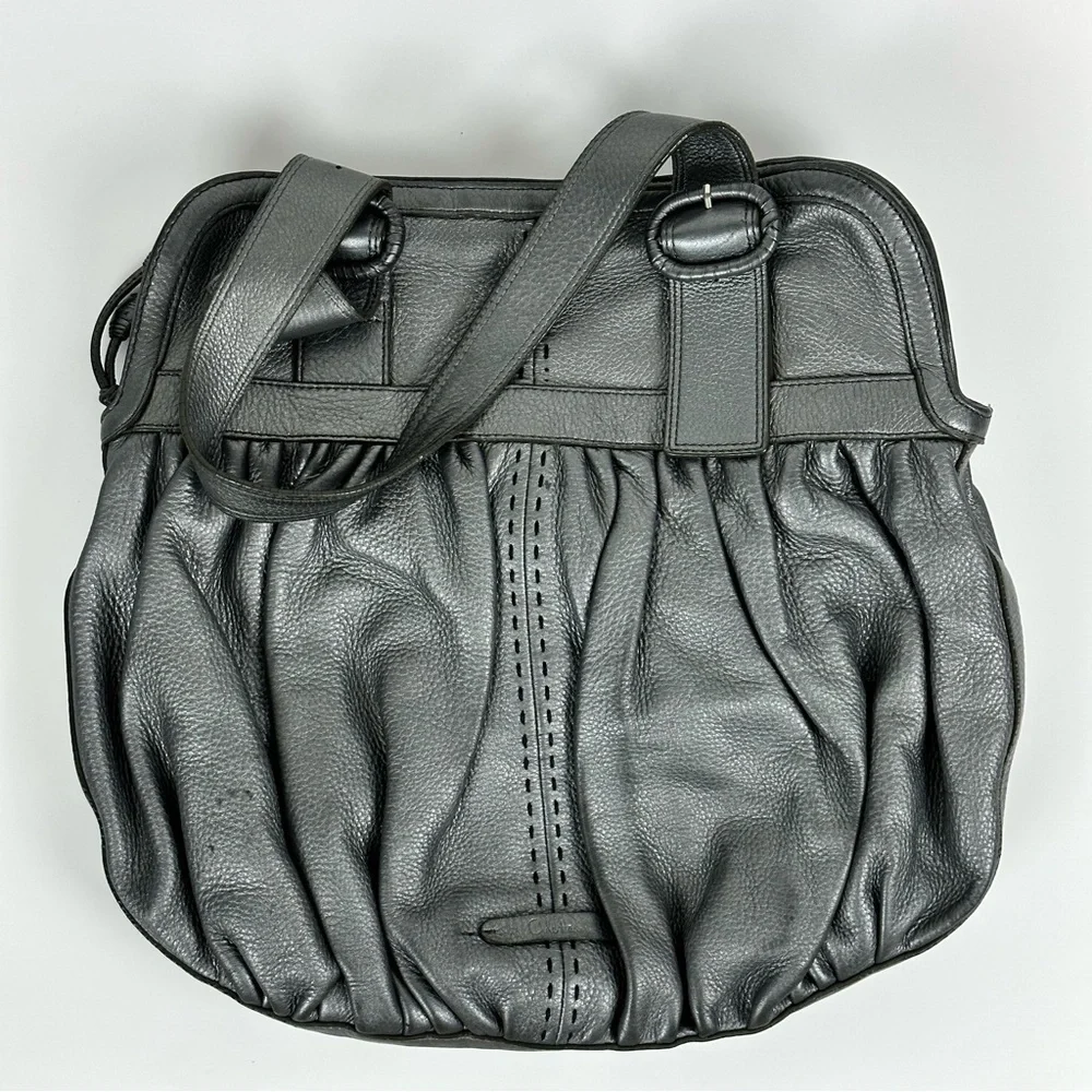 Leather Pleated Hobo Bag